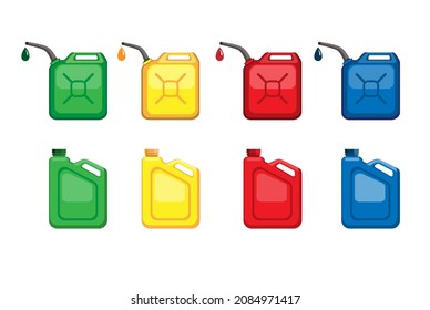 Plastic jerry can and oil product packaging symbol icon set illustration vector