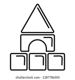 Plastic kid castle icon. Outline plastic kid castle vector icon for web design isolated on white background