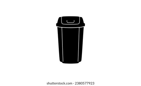 Plastic Kitchen Swing Top Trash Can, black isolated silhouette