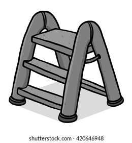 plastic ladder / cartoon vector and illustration, grayscale, hand drawn style, isolated on white background.