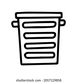plastic laundry basket line vector doodle simple icon