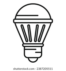 Vector de contorno de icono de la bombilla con led de plástico. Control en línea. Conectividad móvil