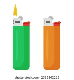 Plastic lighter. Accessory for smoking. Vector illustration.