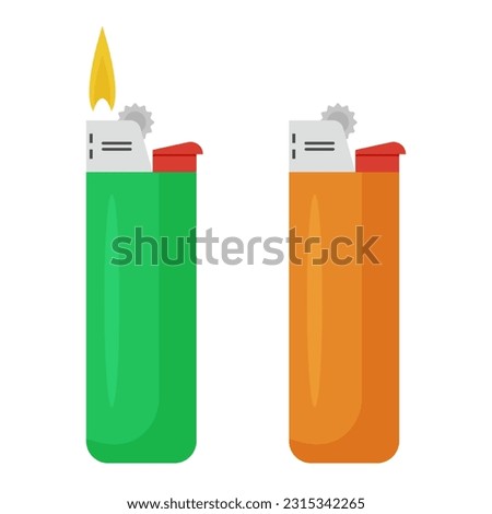 Plastic lighter. Accessory for smoking. Vector illustration.