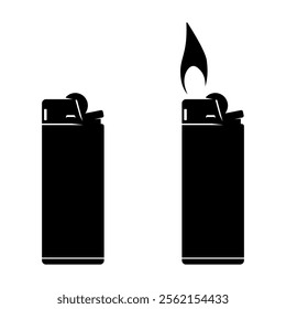 Plastic Lighter Black Silhouette Illustration Icon