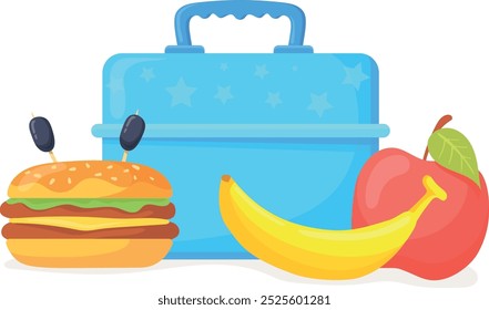Plastic lunch box cartoon icon. Food snack isolated on white background