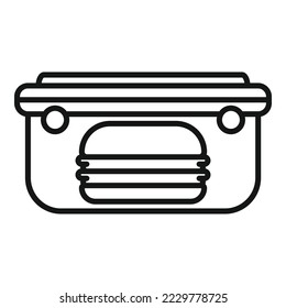 Plastic lunch box icon outline vector. Healthy meal. Snack bag