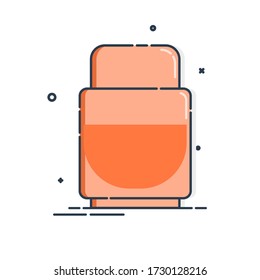 Plastic makeup jar product. Cosmetic container. Oil, cream. Body care hygiene. Blank package bottle. Beauty medicine package. Treatment mockup design. Outline object. Vector.
