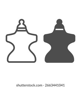 Plastic mannequin for clothes line and solid icon, sewing theme concept. Vector graphics. Mannequin of body figure sign on white background, outline style icon for mobile or web design