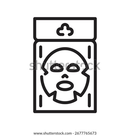 plastic mask package for cosmetics black line icon. Vector isolated element.Editable stroke