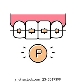 material plástico para los dientes marca el vector del icono de color. señal de las llaves de dientes de material plástico. ilustración de símbolo aislado