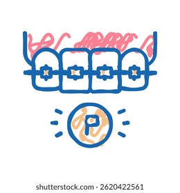 Material plástico Doodle Icono Doodle Sketch Vector. Material plástico Dental Braces Sign. Ilustración aislada del símbolo