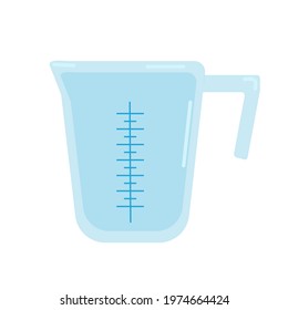 Plastic measuring cup for kitchen, vector clipart in cartoon style on a white background, isolate.