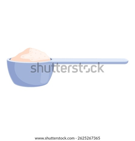 Plastic measuring scoop holding a precise serving of protein powder, perfect for fitness enthusiasts and athletes seeking post workout recovery