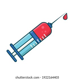 Plastic medical syringe with needle vector illustration. EPS 10