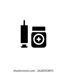 plastic medical syringe solid icon vector design good for web or mobile app