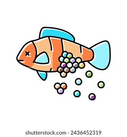 plastic microbeads in fish color icon vector. plastic microbeads in fish sign. isolated symbol illustration