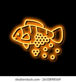 plastic microbeads in fish neon light sign vector. plastic microbeads in fish illustration