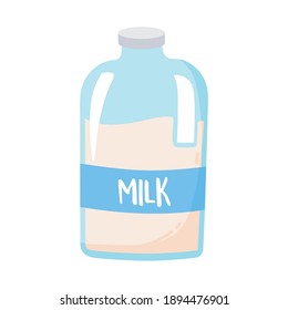 plastic milk bottle, dairy product cartoon icon vector illustration