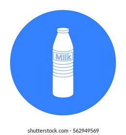 Plastic milk bottle icon in black style isolated on white background. Milk product and sweet symbol stock vector illustration.