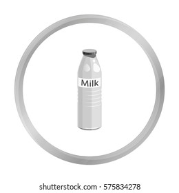 Plastic milk bottle icon in monochrome style isolated on white background. Milk product and sweet symbol stock vector illustration.