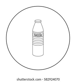 Plastic milk bottle icon in outline style isolated on white background. Milk product and sweet symbol stock vector illustration.