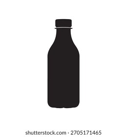 Diseño de ilustración plana de Vector de silueta de botella de leche de plástico sobre fondo blanco