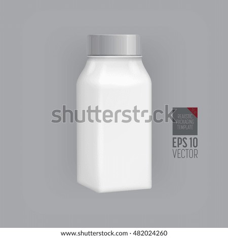 Plastic milk bottle template. Blank packaging isolated on grey background. Package template.