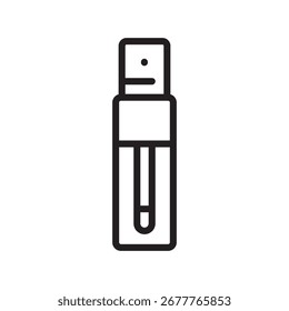 plastic mini bottle for cosmetics black line icon. Vector isolated element.Editable stroke