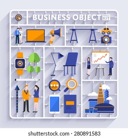 Plastic model kit for concept business and workplace city.Flat design vector illustrate.