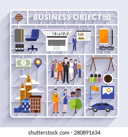Plastic model kit for concept business and workplace city.Flat design vector illustrate.