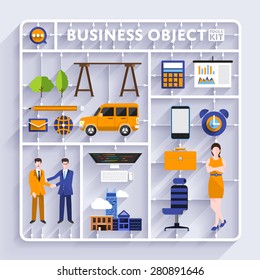 Plastic model kit for concept business and workplace city.Flat design vector illustrate.