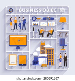 Plastic model kit for concept business and workplace city.Flat design vector illustrate.