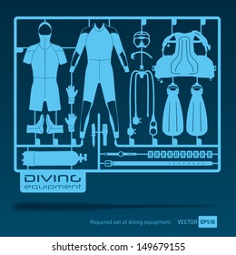 plastic model kits required set of diving equipment vector