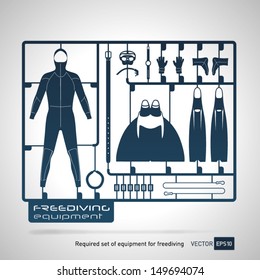 plastic model kits required set of freediving equipment vector