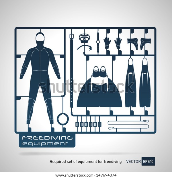 plastic model kits required set of freediving\
equipment vector