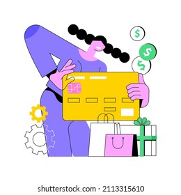 Plastic money abstract concept vector illustration. Credit and debit card, plastic banknotes, polymer cash production, economics, digital money, secure bank transactions abstract metaphor.