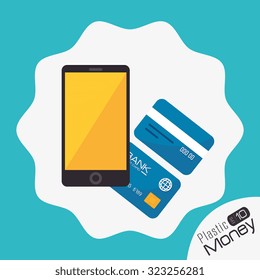 Plastic money and electronic payment design, vector illustration.