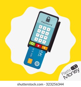Plastic money and electronic payment design, vector illustration.