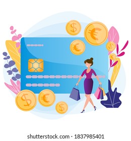 Plastic money, financial transactions, online shopping, credit and debit card, cashback service.