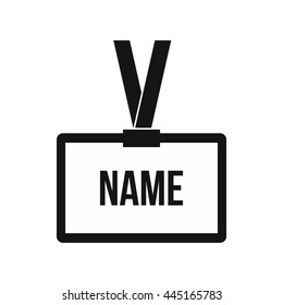 Plastic Name badge with neck strap icon in simple style isolated on white background