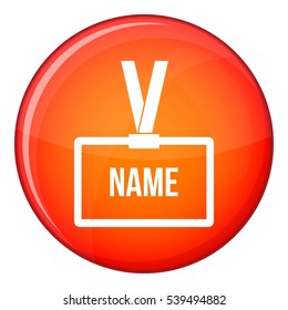 Plastic Name badge with neck strap icon in red circle isolated on white background vector illustration