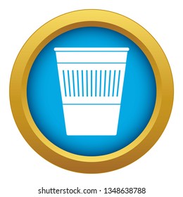 Plastic office waste bin icon blue vector isolated on white background for any design