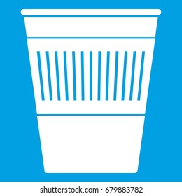Plastic office waste bin icon white isolated on blue background vector illustration