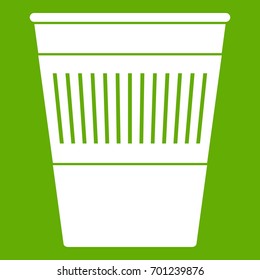 Plastic office waste bin icon white isolated on green background. Vector illustration