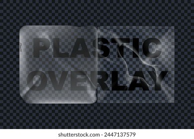 Plastic overlay texture in realistic style. Transparent stretch plastic wrap texture. Plastic overlay adhesive patches