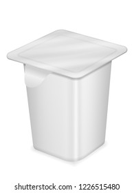 Plastic pack yogurt on a white background.