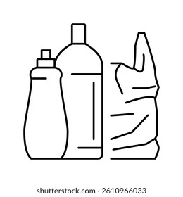 plastic package and bag line icon vector. plastic package and bag sign. isolated contour symbol black illustration