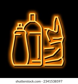 plastic package and bag neon light sign vector. plastic package and bag illustration