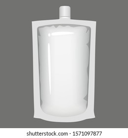 Plastic packaging bank empty vacuum container mockup to storage for food products. Template illustration cartoon style vector isolated